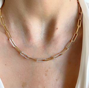 Collier à maillons italiens en or jaune 18 carats unisexe avec chaîne trombone et diamant Moissanite breloque de bijoux de mode à usage quotidien - Product Image 3