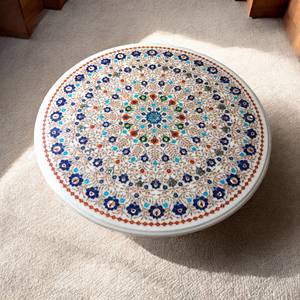 Round Shape White Top Center Table Best Quality Marble Inlay Work Semiprecious Gemstone Coffee Table Top for Home or Office Deco - Product Image 3