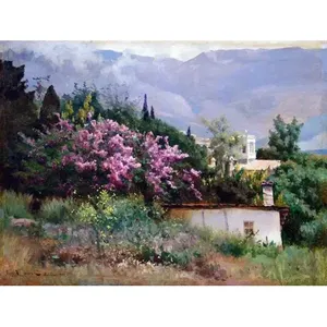 ภาพจิตรกรรมฝาผนังกระเบื้องเซรามิคหินอ่อนลายดอกต้นไม้และภูเขาชุดภาพจิตรกรรมฝาผนังติดผนังห้องน้ำที่หรูหรา - Product Image 1