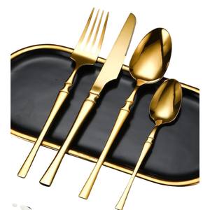 5 Pieces Stainless Steel Gold <b>Flatware</b> <b>Set</b> Modern Design Wood Handle Cutlery <b>Set</b> Hotel Restaurant Wedding Silverware Gift <b>Set</b> - Product Image 4