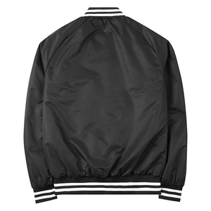 Chaqueta de bombardero para hombre, chaqueta de satén ligera con botones a rayas informales para hombre, chaqueta de satén de béisbol universitario para hombre OEM - Product Image 2