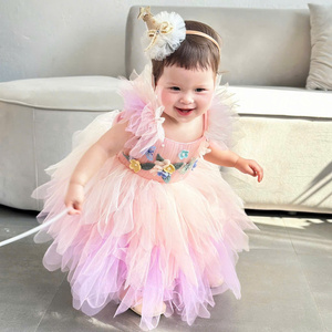 1 Custom <b>Fairy</b> Princess Dress Baby Girls Inspired Tinkerbell Tutu Costume Party <b>Cosplay</b> Performance ODM OEM Vietnam Small Beaded - Product Image 4