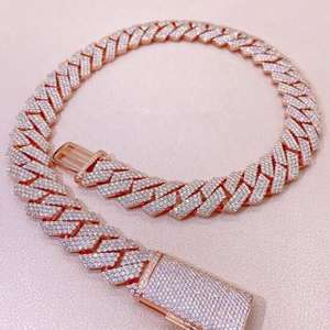 Chaîne à maillons cubains Moissanite VVS en or rose diamant taille ronde Bijoux hip hop pour hommes en argent sterling 925 - Product Image 5