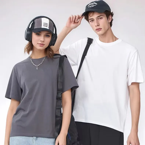 T-shirts personnalisés pour hommes en coton filé à anneaux, couleur unie, manches courtes, en gros - Product Image 1