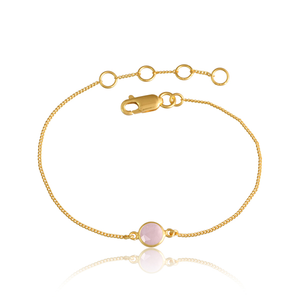 กำไลข้อมือโรสควอตซ์แท้ชุบทองคำ 18K เงินสเตอร์ลิง รุ่นล่าสุดปี 2026 สำหรับผู้หญิง จากผู้ผลิตเครื่องประดับ - Product Image 1