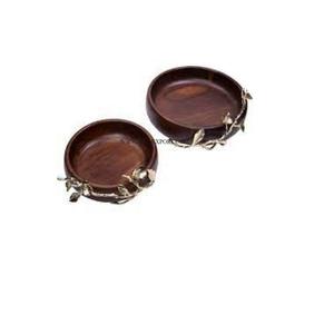 Cuencos decorativos para mesa de artículos de fiesta de boda, Juego de 2 cuencos para mezclar alimentos hechos a mano de Color marrón oscuro, cuencos para servir comida - Product Image 1