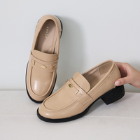 [JSHOE] Bella Mocassins légers à plateforme en cuir de vachette pour femmes, semelle souple, chaussures décontractées rehaussant la taille, pour le bureau et le quotidien