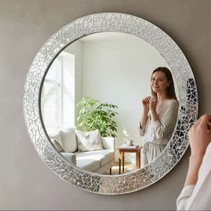 Handmade Glass <b>Tile</b> <b>Mosaic</b> <b>Mirror</b> Frame for Bedroom or Hallway <b>Mosaic</b> Wall <b>Mirror</b> with Iridescent Finish for Glamorous Home - Product Image 1