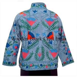 Handcrafted Knitted Quilted Cotton Suzani Jacket Boho Tribal Reversible Festival Fashion Ethnic Embroidery Wholesale Jackets - Product Image 5