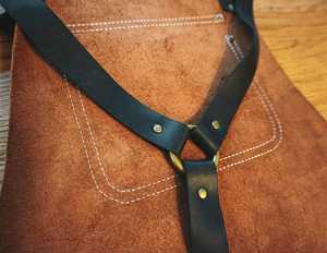 Parrilla de cuero de grano completo ajustable delantal reutilizable para barbacoa y herramienta de carpintería para hombres con bolsillo de soldadura - Product Image 3