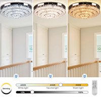 Grand Lustre Plafonnier LED de 17,7 po, en Cristal Moderne, pour Entrée, Chambre, Salon et Cuisine