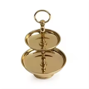 Présentoir à gâteaux en métal à 2 étages Nouveau design Vaisselle plaqué or Outil à gâteaux Décoratif de mariage et de fête par Decor impex - Product Image 3