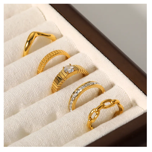 Ins Popular 18K oro plata Acero inoxidable moda impermeable joyería regalo Gran ancho grueso anillo de dedo liso de la India - Product Image 2