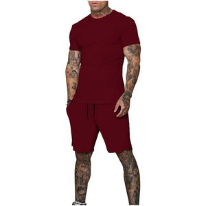 Ensemble de survêtements et shorts d'été à manches courtes et respirants 100% coton à 2 poches pour hommes de haute qualité - Product Image 4