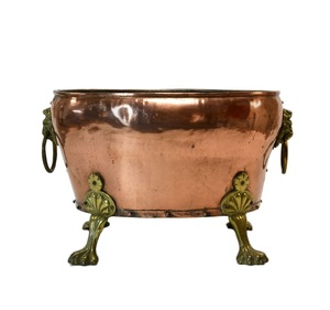 Designer copper ice bucket with dual handles and hammered surface great for serving cold <b>drinks</b> at family or formal gatherings - Product Image 2