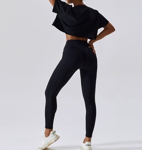 T-shirts de sport de haute qualité à col rond et manches courtes pour femmes, crop top anti-boulochage respirant - Product Image 4