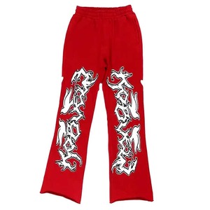 Pantalones serigrafiados con logotipo impreso, pantalones de chándal acampanados de algodón French Terry 100% para hombres - Product Image 2