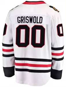 Camiseta de Hockey sobre Hielo Personalizada, Uniforme Profesional de Equipo, Rayas Rojas y Blancas, Bedard 98 Toews 19, Nombre y Número Personalizados, Top Deportivo - Product Image 2