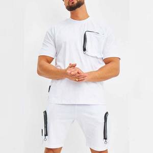 2025 nuevo conjunto de verano de 2 uds para hombre, chándal con bolsillos con cremallera, camisetas de manga corta y pantalones cortos, conjuntos gemelos de dos piezas personalizados - Product Image 6