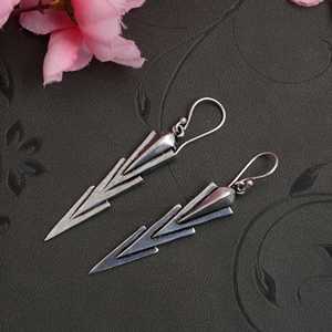 Pendientes Colgantes de Latón de Moda, Plateados, con Flecha Geométrica, Largos, Delicados, Vintage, Minimalistas, al por Mayor, para Mujer - Product Image 4