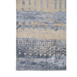 Alfombra Kavi Rosa y Morada, Tejida a Mano con Lana y Seda de Bambú, Diseño Geométrico 3D Rectangular para el Hogar, Modelo ESRM-663(Fr) - Product Image 4