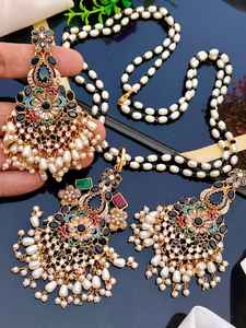 Nouveautés : Parures de mariage et de fête pour femmes, style antique, en laiton plaqué platine, avec perles artificielles et strass, pour fiançailles - Product Image 2