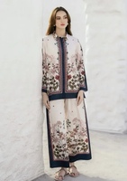 Ensemble Modeste 2 Pièces pour Femme Unity Luxure Premium, Imprimé Floral Numérique, Tissu en Soie Crêpe Satinée Respirant, Élégant et Long
