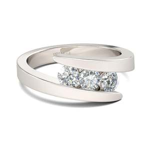 Jeulia Tension <b>Set</b> Three Stone Round Cut Diamond <b>Ring</b> in Sterling <b>Silver</b> - Product Image 2