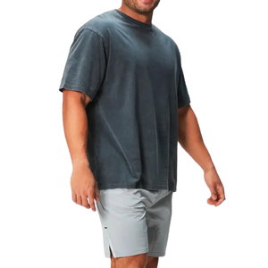 T-shirt 100% coton pour homme, coupe ample, imprimé, T-shirts pour homme en lavage à l'acide, col rond, fitness, bonne qualité, T-shirts en lavage à l'acide pour adultes - Product Image 2