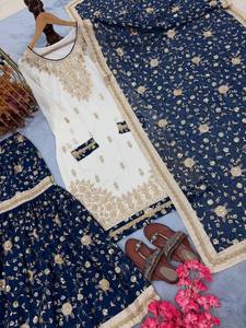 Nouvelle tendance : Kurta/Kurti pakistanais décontracté, style Plazzo, avec dupatta et broderie fantaisie imprimée Seemer, miroir à main original - Product Image 4