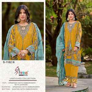 Designer Tendance Meilleure Qualité Fantaisie Élégant Lourd Belle Organza Avec Broderie Lourde Costume Salwar - Product Image 4