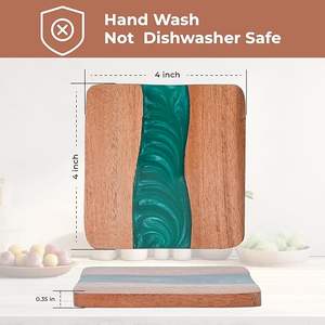 Posavasos de Resina y Madera Contemporáneos, Hechos a Mano, de Alta Calidad, Ecológicos, Estilo Bohemio, Protección para Mesa de Centro, Decoración - Product Image 5