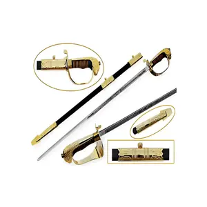 Handmade Ceremonial Sword Not Sharp Wholesale Brass or Steel Hilt OEM India Leather Souvenir Honor Command Swords Handmade