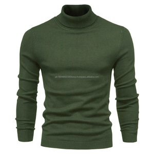 Nouveau hiver col roulé épais hommes chandails décontracté col roulé couleur unie qualité chaud mince col roulé chandails pull hommes - Product Image 4