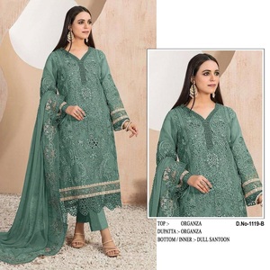 Heavy <b>Organza</b> <b>Silk</b> Sequence Embroidered Pakistani Clothing Salwar Kameez Suit Set for Party and Wedding Occasions at Best Prices - Product Image 6