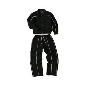 Ensemble de survêtement coupe-vent 2 pièces pour homme, personnalisé, hiver, avec fermeture éclair, capuche, léger, sans couture, en nylon, coupe-vent, streetwear, tenue de sport - Product Image 1