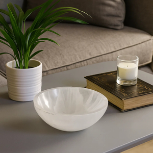 Handcrafted <b>Selenite</b> Stone <b>Bowl</b> Natural Crystal Decorative Dish for Healing Meditation Energy Cleansing Home Decor Spa Ambience - Product Image 6