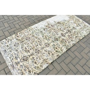 Tapis vintage, tapis de 3,4 x 7,3 pieds, tapis persan blanc - Product Image 2
