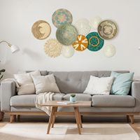 Magnifique Décoration Murale en Jonc de Mer, Panier Mural Fait Main Style Bohème pour une Décoration Intérieure Écologique