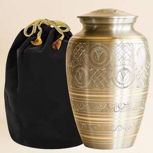 Unique Eco-Friendly Brass Cremation <b>Urn</b> for Adult Human Ashes Large Handcrafted Cylindrical Funeral Memorial <b>Urn</b> 1-2L Capacity - Product Image 1
