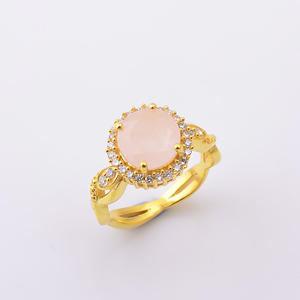 Anillo de Plata de Ley 925 chapado en oro y plata Vintage de estilo étnico de moda, Cuarzo Rosa Natural de alta calidad, circón, bodas, fiestas - Product Image 1