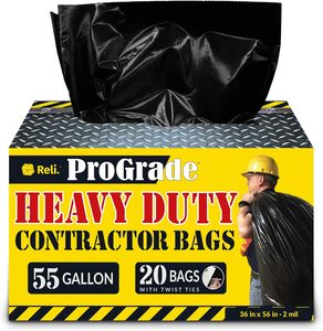 Reli. Sacs poubelles pour entrepreneurs 55 gallons |   20 sacs poubelles |   Très résistant |   Entrepreneur noir - Product Image 2