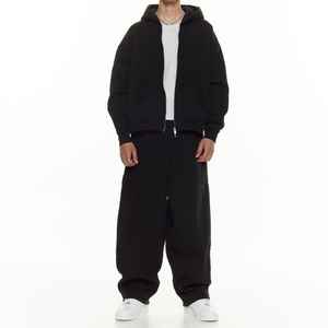 ชุดวอร์มผ้าคอตตอนแบบมีซิปชุดวอร์มมีฮู้ดและกางเกงวอร์มมีซิปทรงโอเวอร์ไซส์ผ้าคอตตอนออกแบบโลโก้ได้ตามต้องการ - Product Image 1