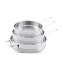 Premium 3-Piece 18/10 Stainless Steel Fry <b>Pan</b> <b>Set</b> High Quality Construction - Product Image 1