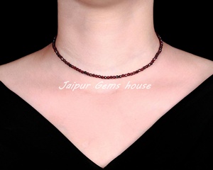 Venta caliente Natural genuino Mozambique granate facetado cuentas redondas 3mm granate rojo piedra preciosa con cuentas collar de plata esterlina regalo - Product Image 2