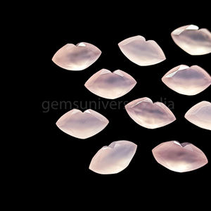 Perles de lèvres sculptées en chalcédoine rose, pierres de lèvres roses tendance hip-hop pour la fabrication de bijoux, perles sculptées à la main en vrac - Product Image 3