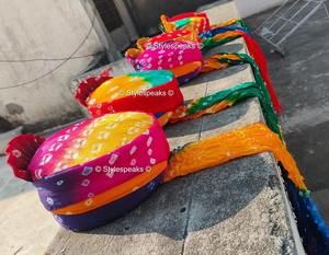 Turban traditionnel du Rajasthan, imprimé Safa Bandhani, pour homme, pour toutes les occasions, couvre-chef Pagadi, disponible en toutes tailles, Pachrangi - Product Image 4