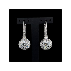 Juego de pendientes de oro blanco de 14 quilates con diamantes solitarios, Joyería de diamantes sintéticos cultivados en laboratorio VVS CVD - Product Image 3