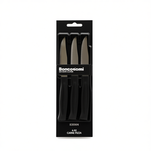 Juego de 6 Cuchillos para Carne Bonomi de Acero Inoxidable, Hoja Dentada de 11 cm en Negro, 82006N, Cubertería - Product Image 2