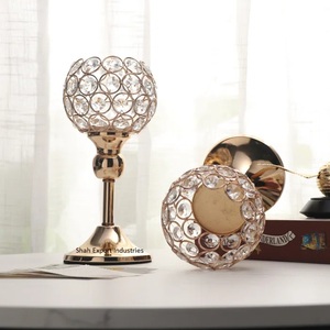 Bougeoir en métal et cristal de style américain pour mariage, événement, maison, décoration, bougeoir doré - Product Image 4